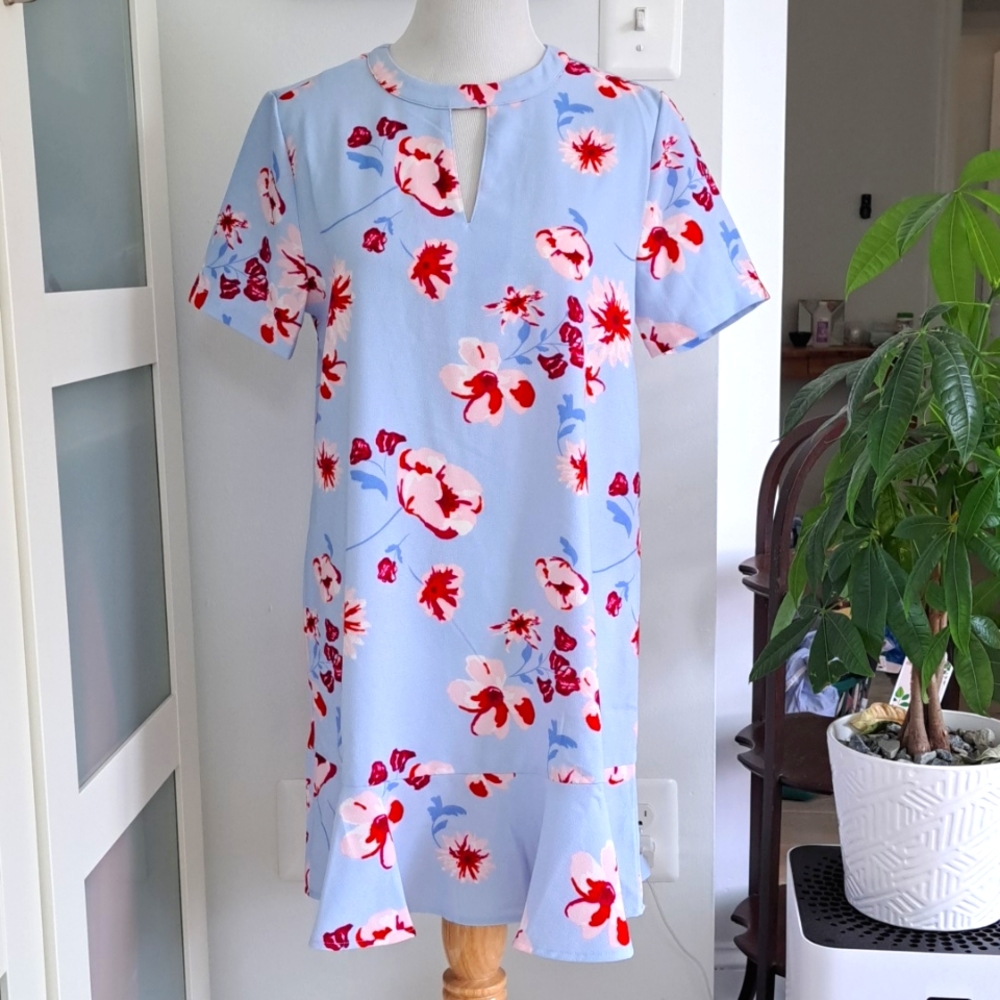 Mud Pie Blue Floral Short Sleeve Minidress - Size M